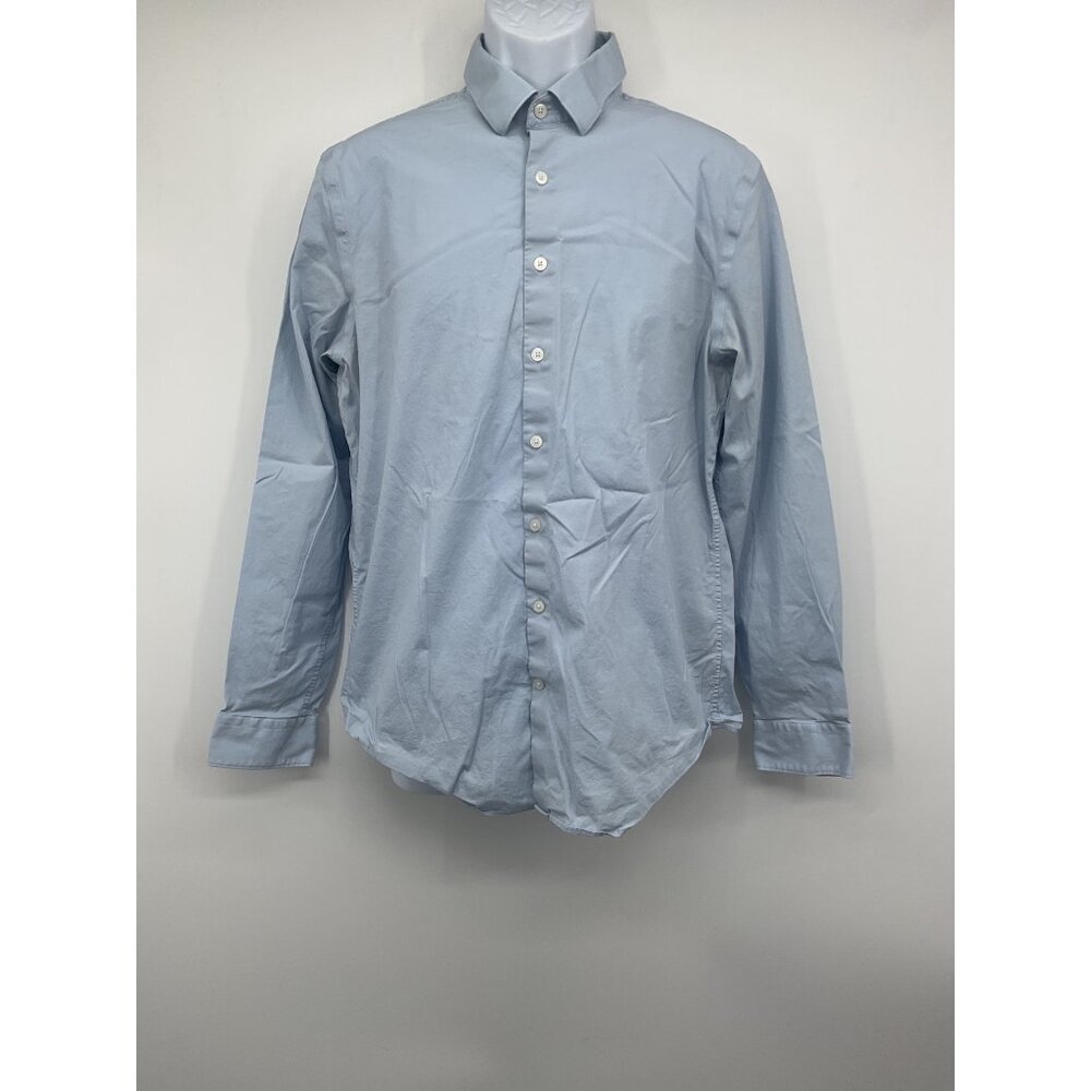 1MX Express Mens Modern Fit Light Blue Button-Up Shirt Size 16-16.5